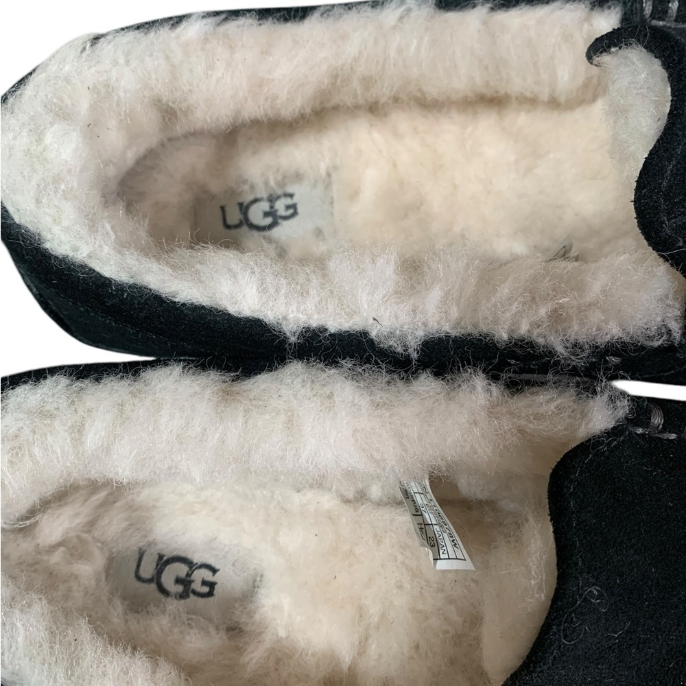 UGG Ansley Black Loafers Slip-Ons with Cozy Sheepskin Lining - Picture 7 of 12